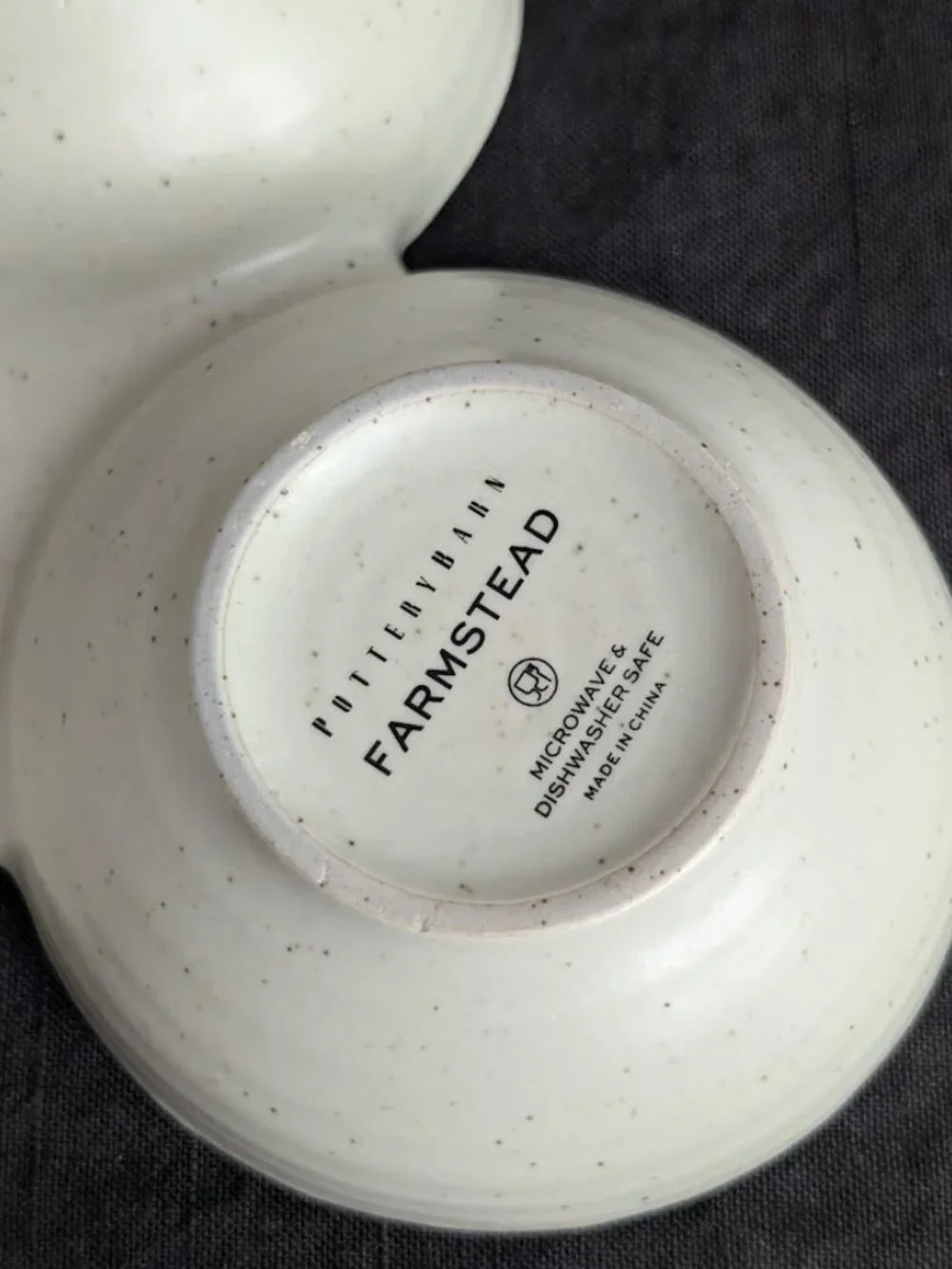 Pottery Barn Farmstead Stoneware Triple Serving Dish Nut Dish Multi Use